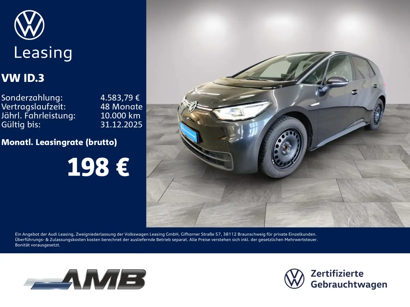 Volkswagen ID.3 Pure AHK/Matrix/Sitzhzg/Navi/Lederlenkrad Grau - 1