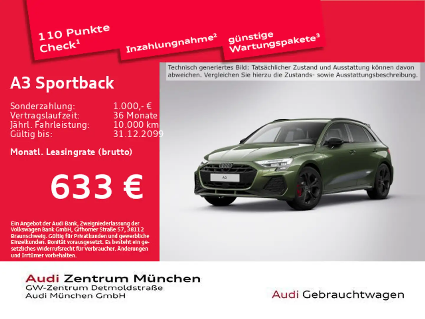 Audi A3 45 TFSI e S tronic S line AHK/Virtu Grün - 1