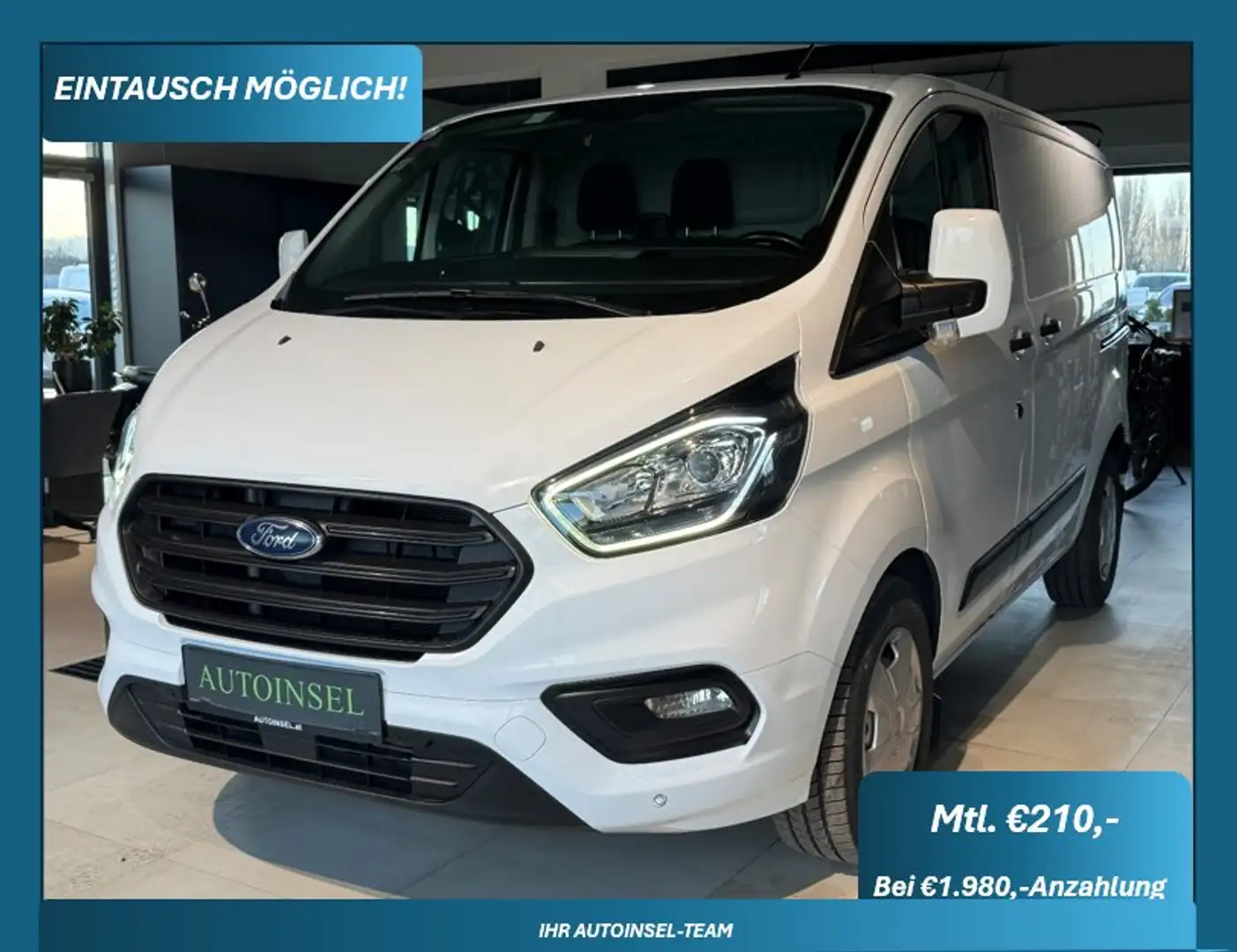 Ford Transit Custom L1H1 2 Schiebetüren+SR&WR+PDC Weiß - 1