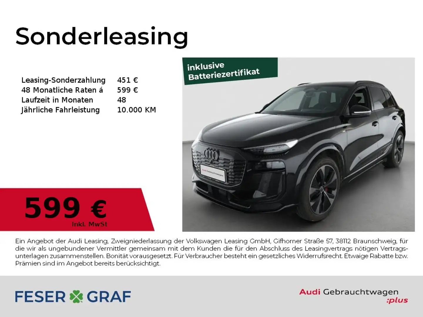 Audi Q6 e-tron SUV e-tron 0,25% Besteuerung!/B&O/Pano/360°Cam Schwarz - 1