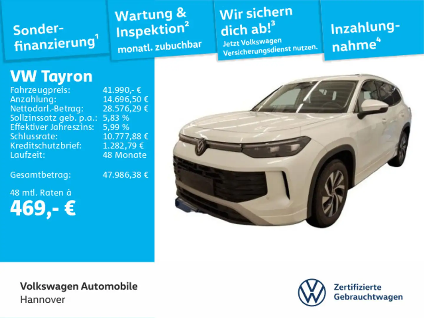 Volkswagen Tayron 1.5 eTSI DSG Life AHK LED ACC DigCockpit Weiß - 1