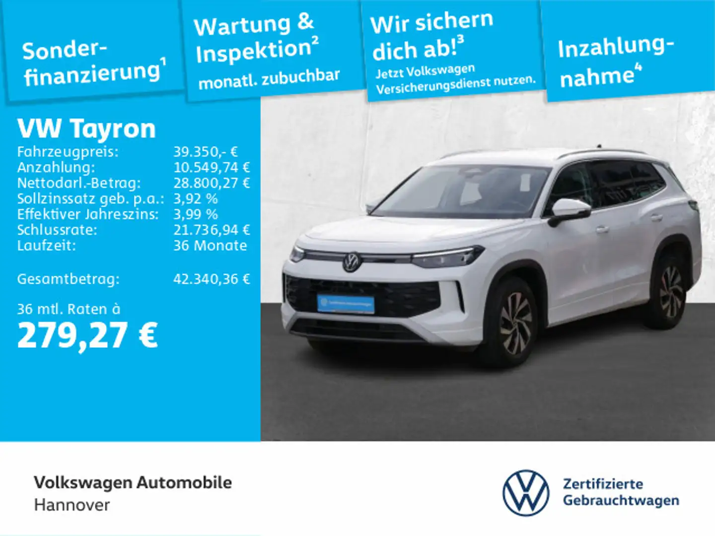Volkswagen Tayron 1.5 eTSI DSG Life AHK LED ACC DigCockpit Blanc - 1