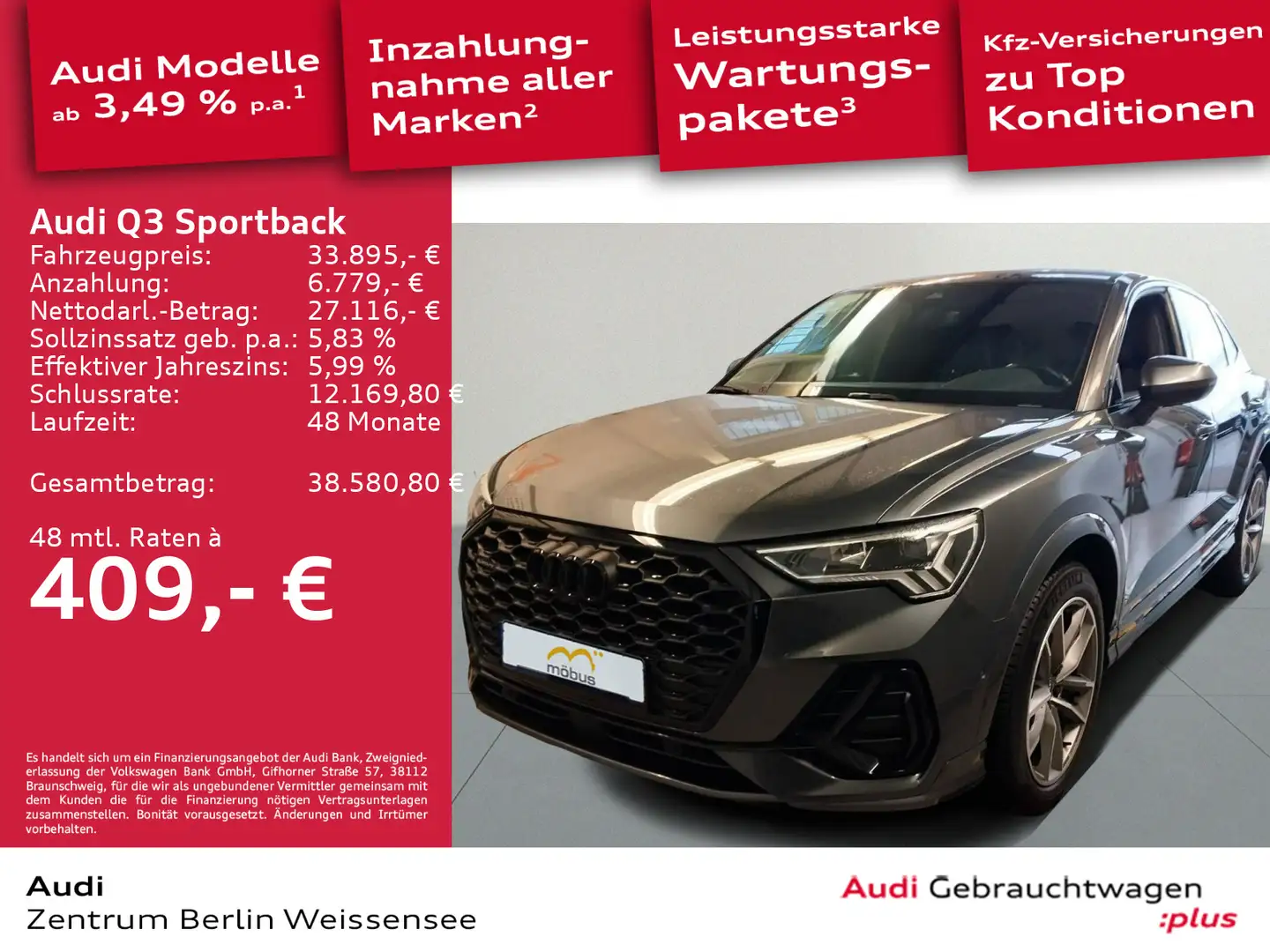 Audi Q3 40 TFSI S-TRO*S-LINE*LED*STANDZ*360 Grau - 1