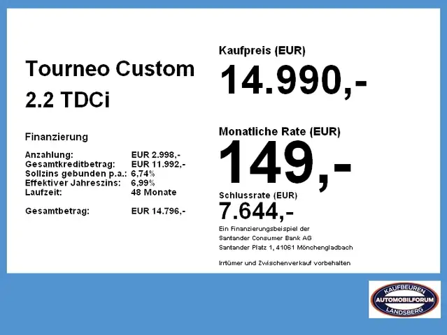 Ford Tourneo Custom 2.2 TDCi 300 L1 Navi SHZ RFK