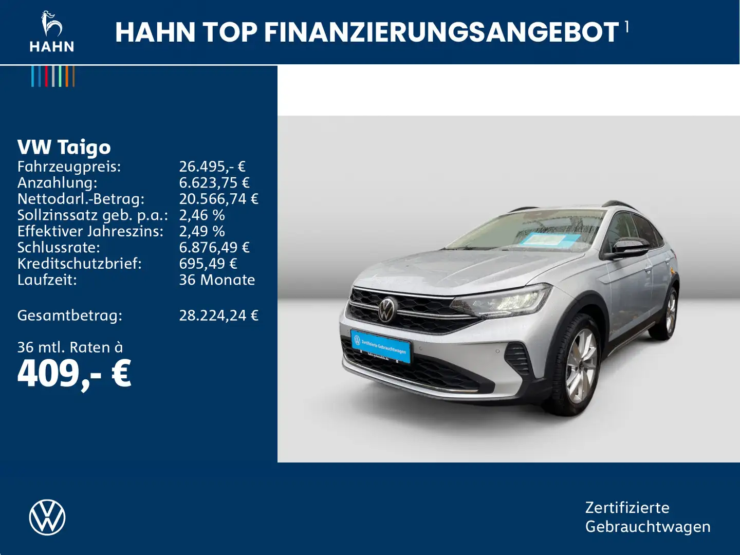 Volkswagen Taigo 1.5TSI DSG Goal ACC LED Navi-Vor PDC Sitzh Silber - 2