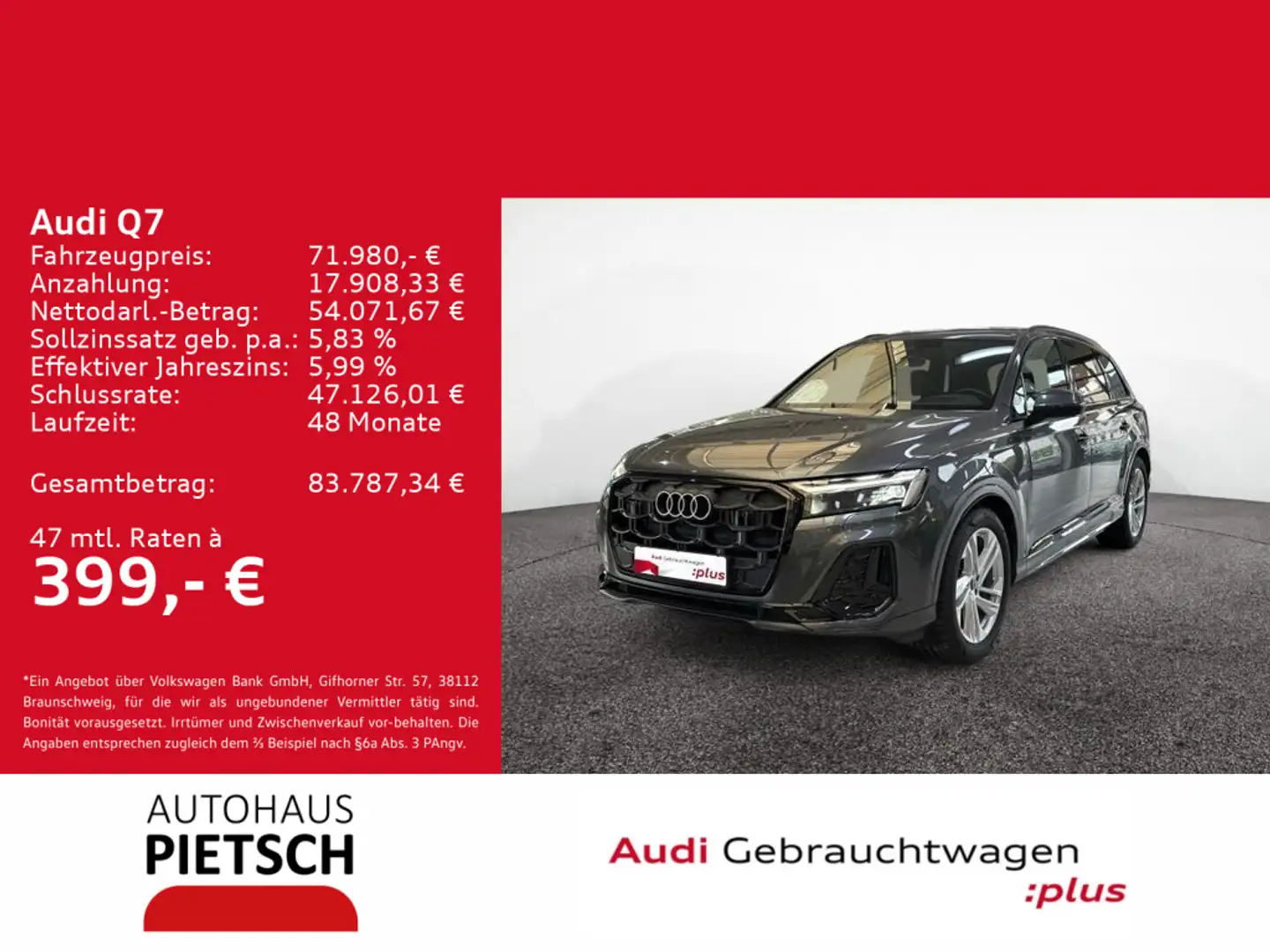 Audi Q7 50 TDI S-Line quattro HUD Luftfederung AHK PA Grau - 1