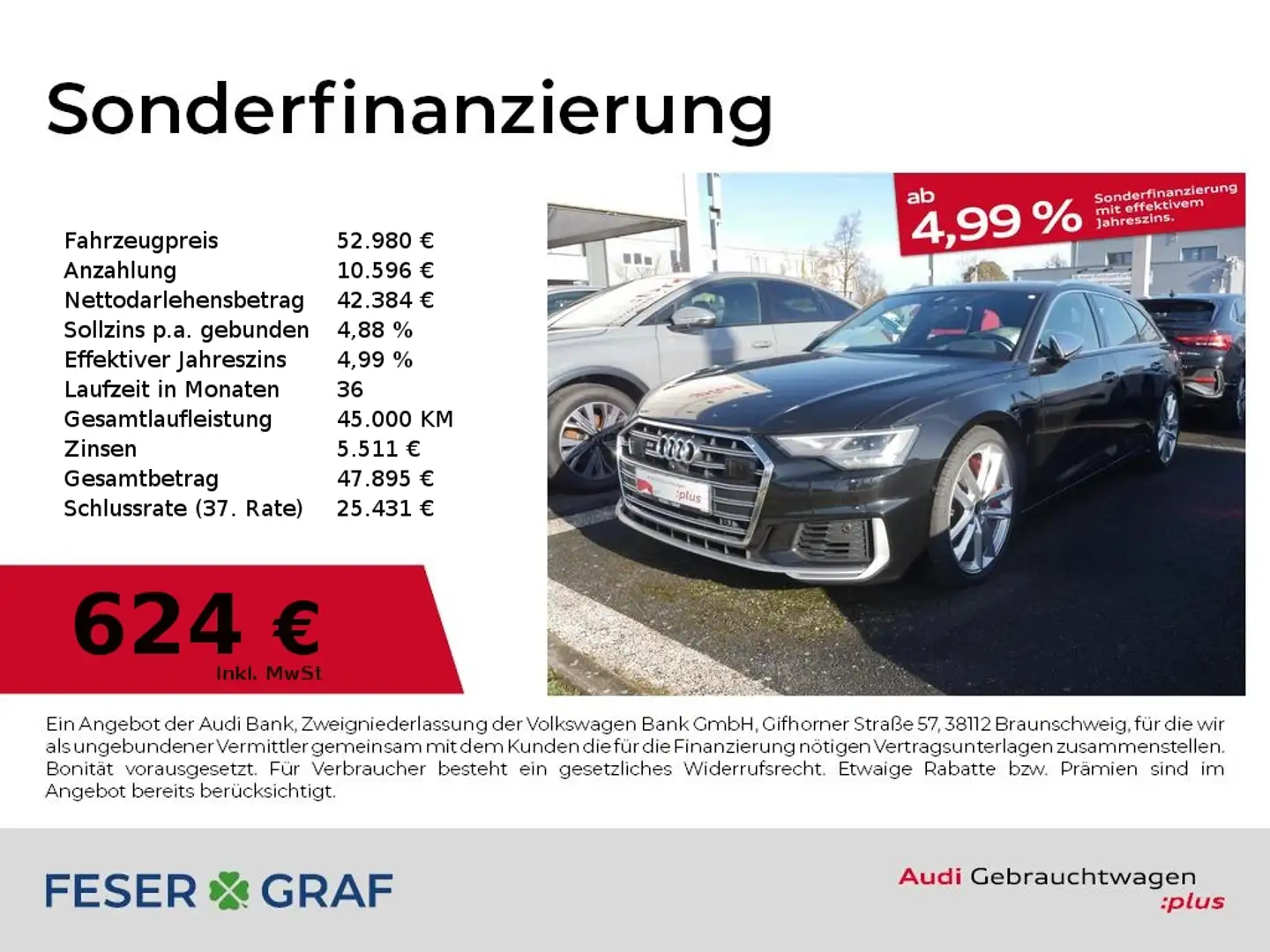 Audi S6 Avant TDI Pano AHK 360° B&O Stdhz. ACC 21" Schwarz - 1