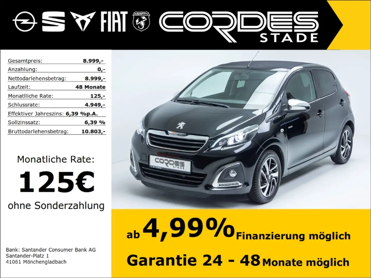Peugeot 108 TOP Style 1.0 VTi Faltdach (57) Чорний - 1