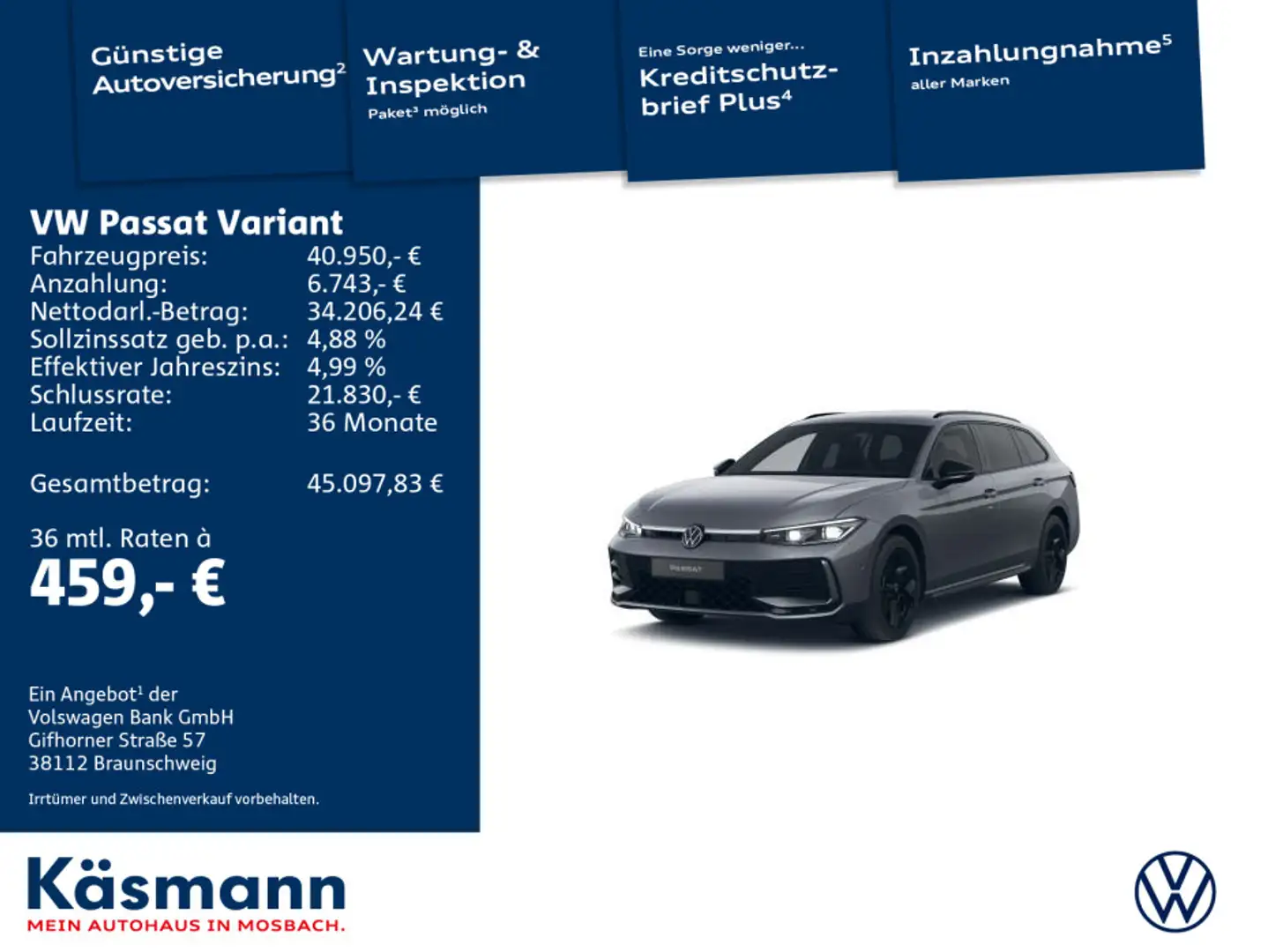 Volkswagen Passat Variant R-line 2.0TDI MATRIX AHK 360° NAV Grau - 1
