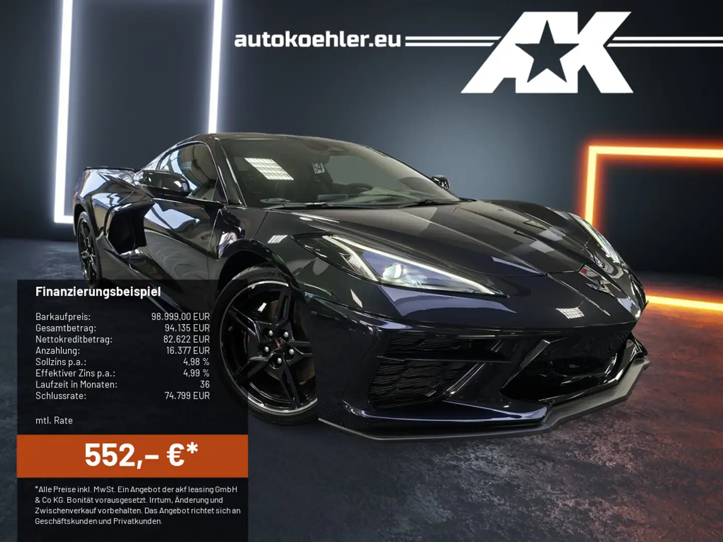 Corvette C8 Coupe 3LT, Lift, Nappaleder, Carbonflashmet!!!! Schwarz - 1