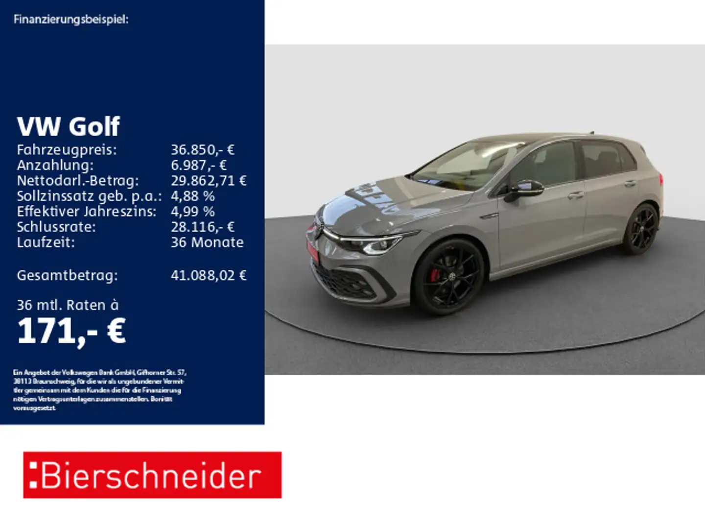 Volkswagen Golf 8 2.0 TDI DSG GTD Black 19 AHK MATRIX PANO Grau - 1