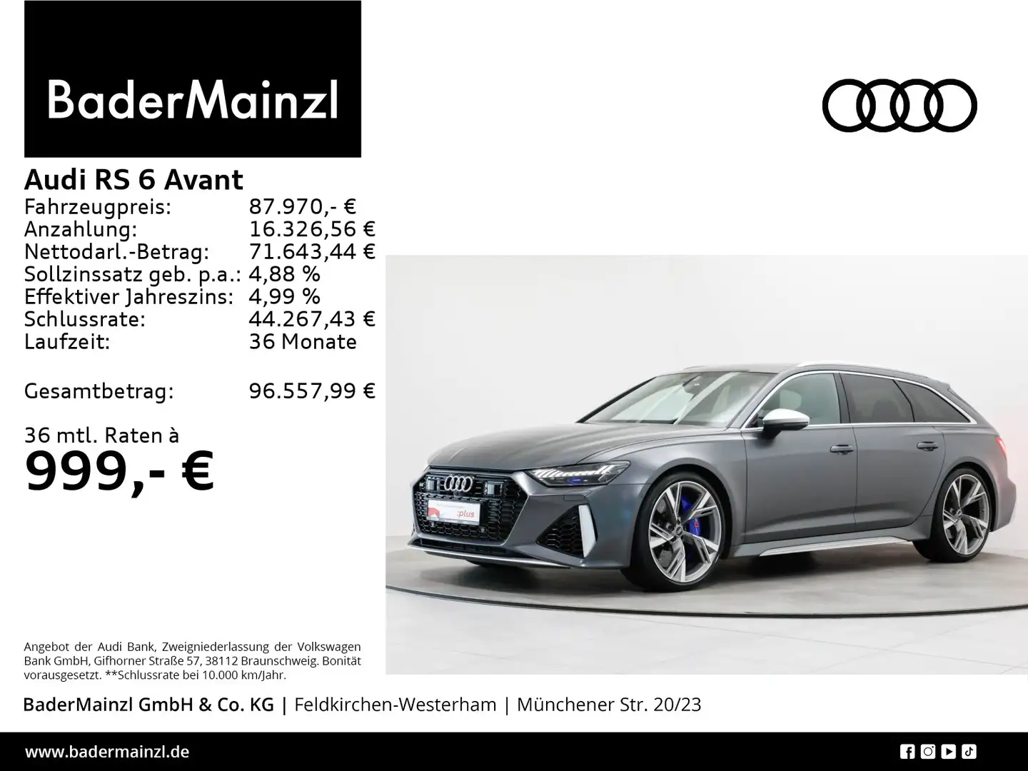 Audi RS6 4.0 TFSI tiptronic 305km/h B&O Pano Grau - 1