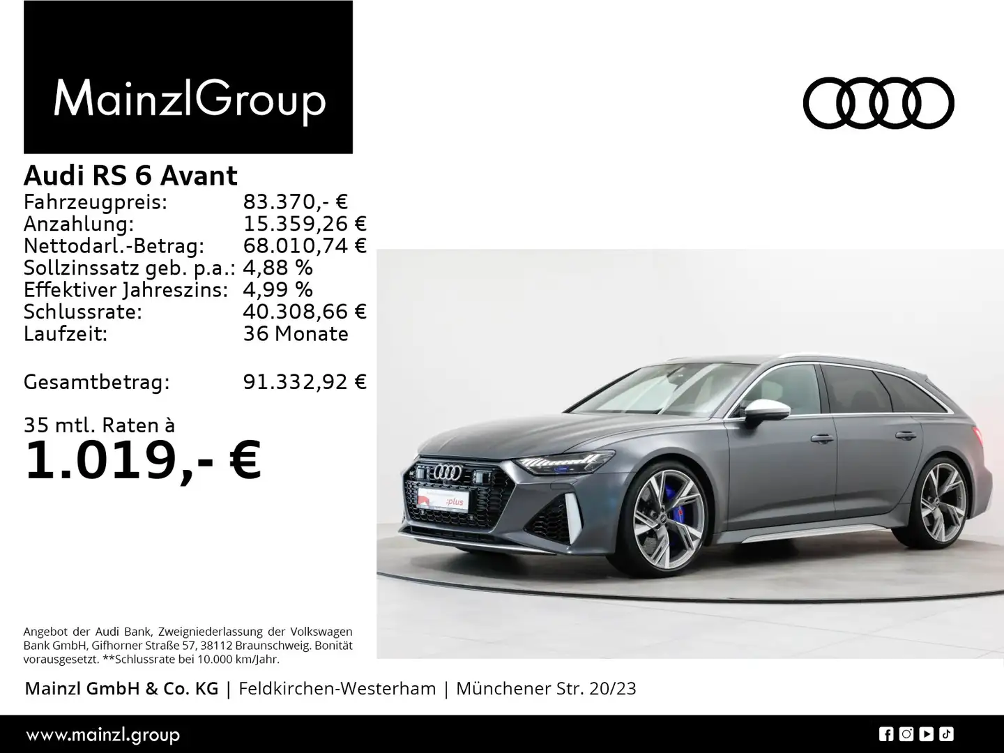 Audi RS6 4.0 TFSI tiptronic 305km/h B&O Pano Grau - 1