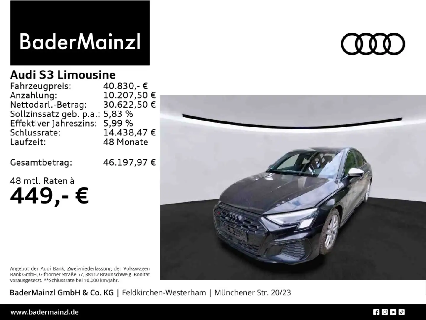 Audi S3 TFSI quattro Matrix SHZ Navi ACC Schwarz - 1