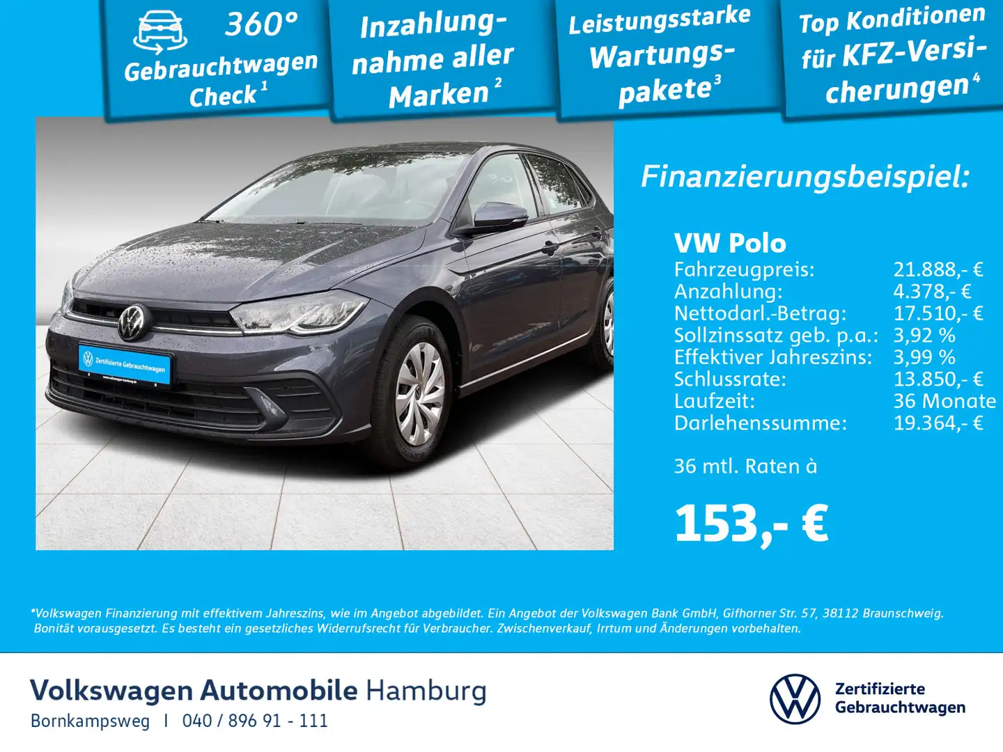Volkswagen Polo 1.0 TSI Life DSG LED Rear View AppCon Sitzh Grau - 1