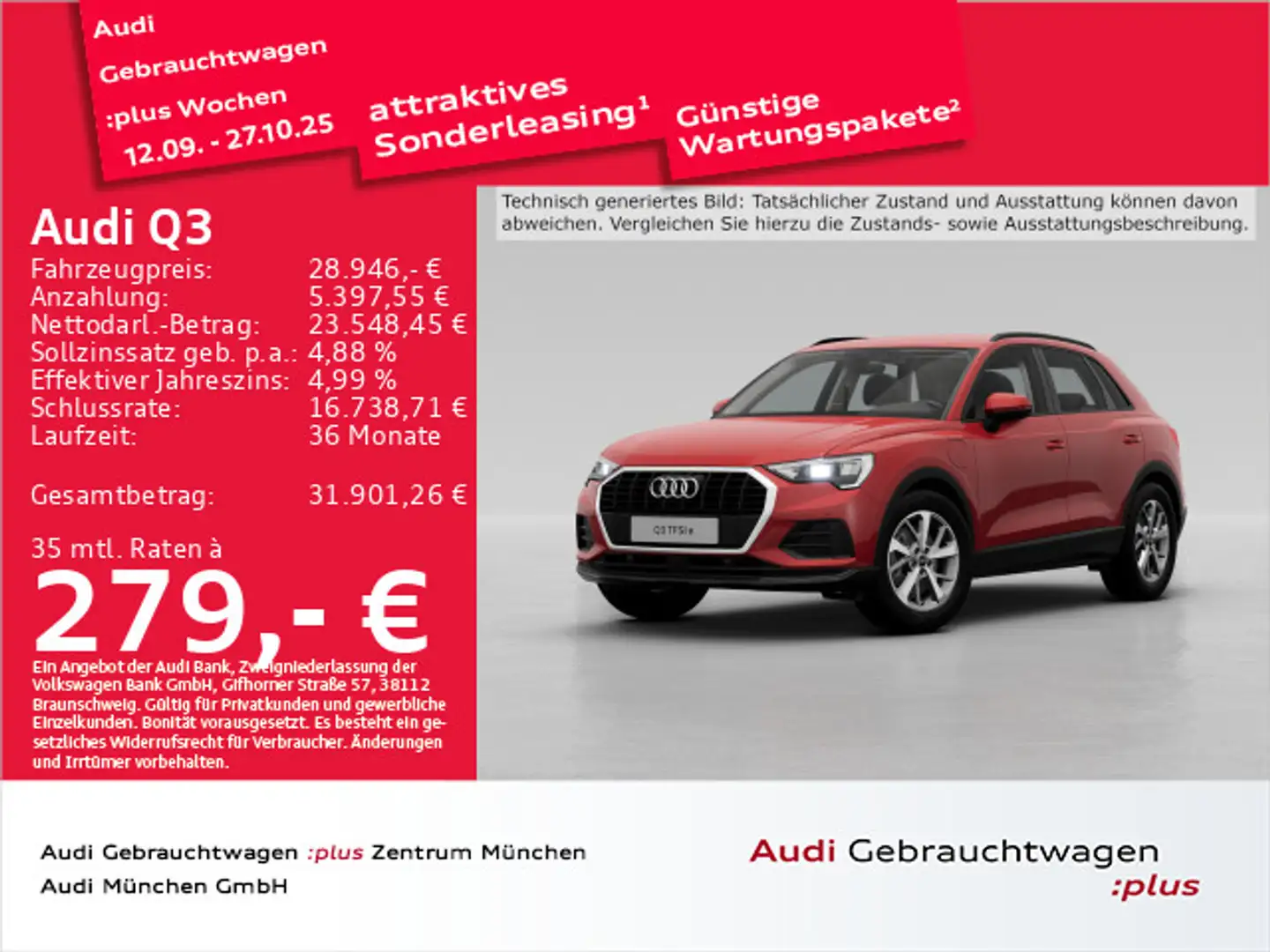 Audi Q3 45 TFSI e S tronic Virtual/PDC+/SitzHzg Rot - 1