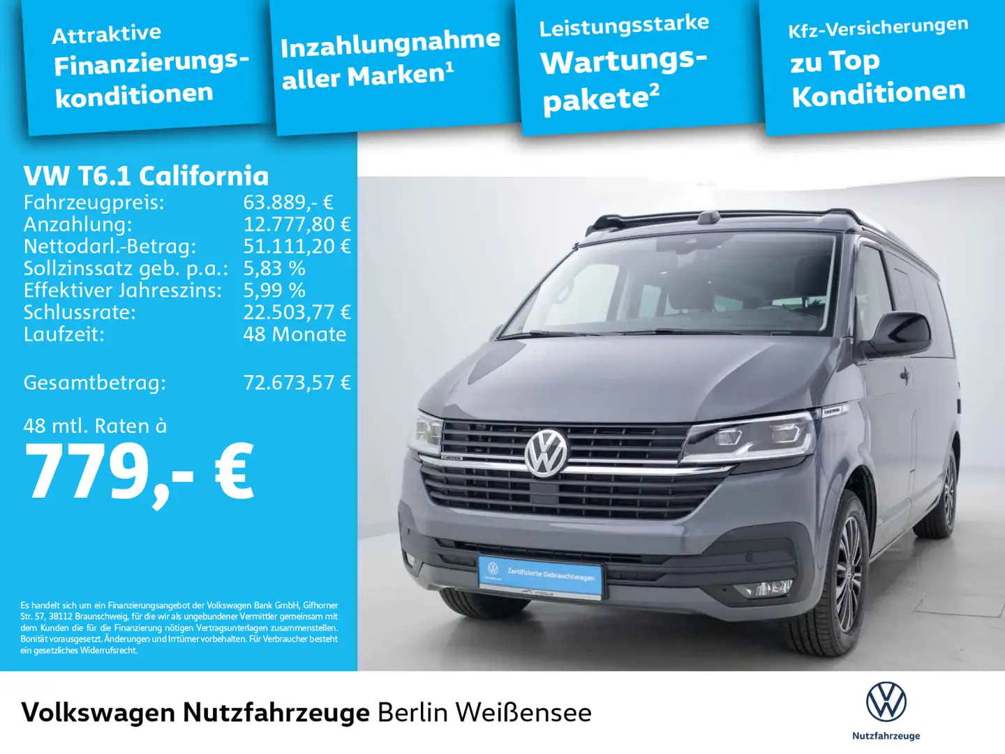 Volkswagen T6.1 California Beach 4Motion TDI DSG*STHGZ*RFK* Grau - 2