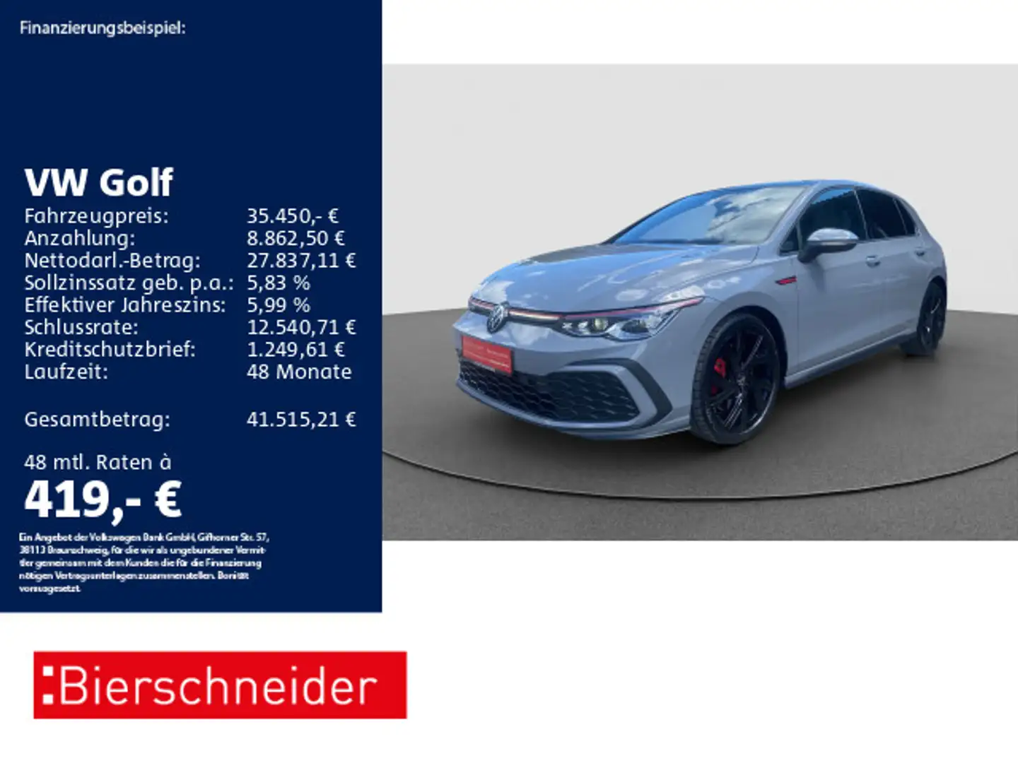 Volkswagen Golf GTI Golf 8 GTI 2.0 TSI DSG AHK PANO LEDER MATRIX Grau - 1