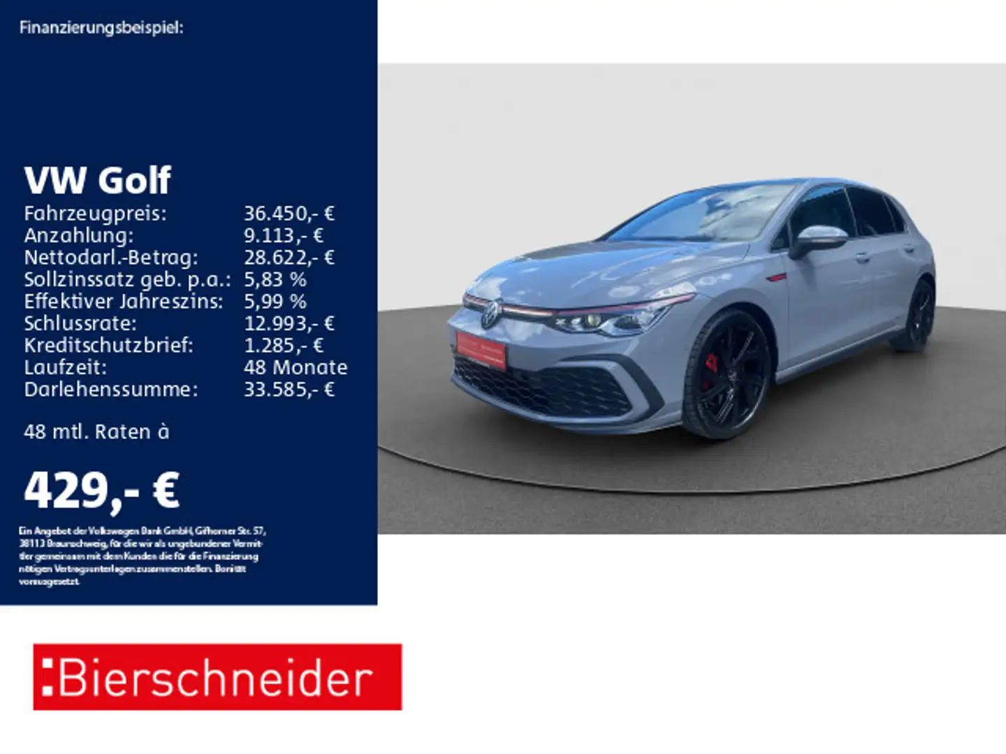Volkswagen Golf GTI Golf 8 GTI 2.0 TSI DSG AHK PANO LEDER MATRIX Grau - 1