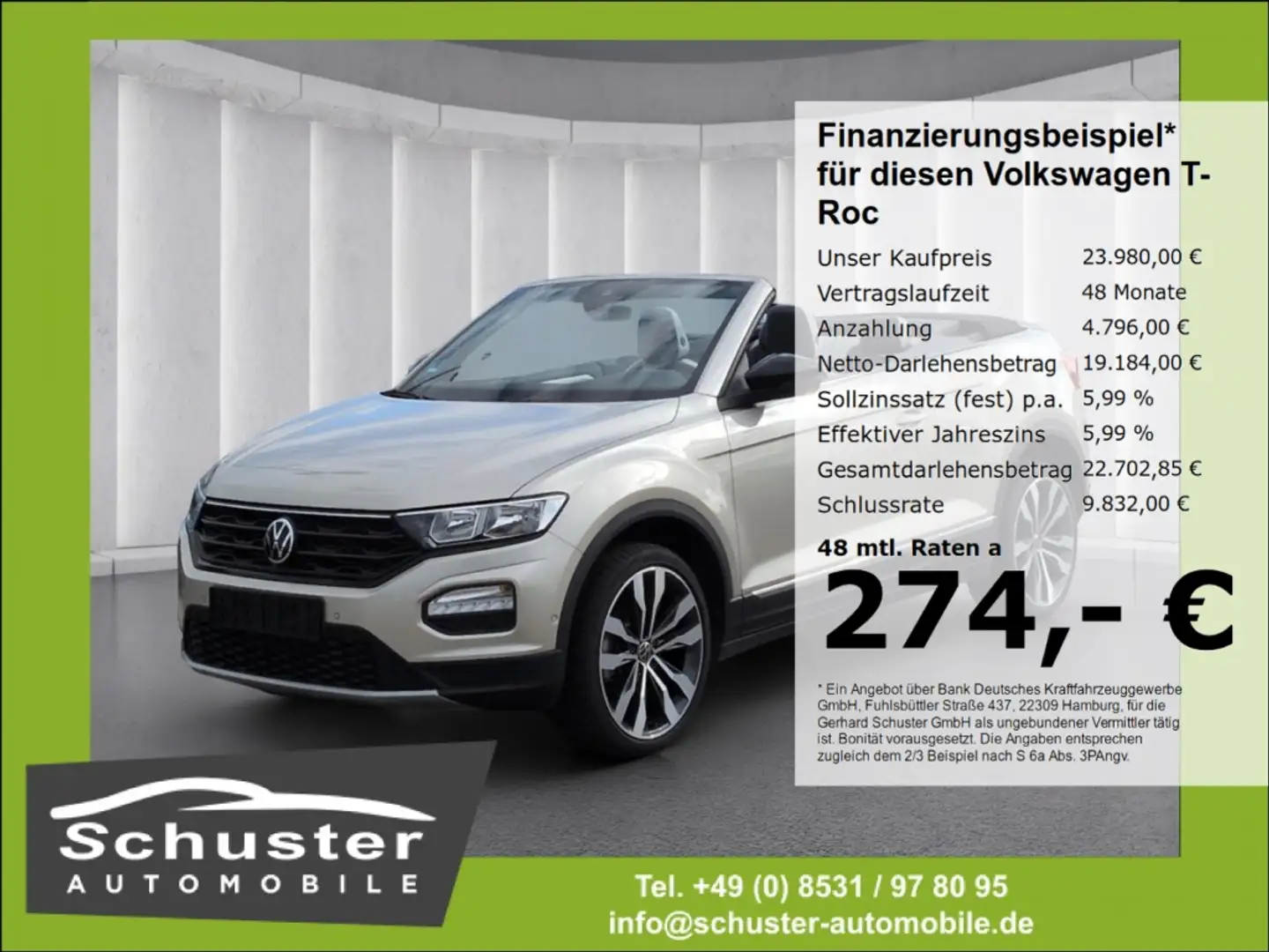 Volkswagen T-Roc Cabrio 1.5TSI*StandHzg Leder ACC R-Kam 19* Silber - 1