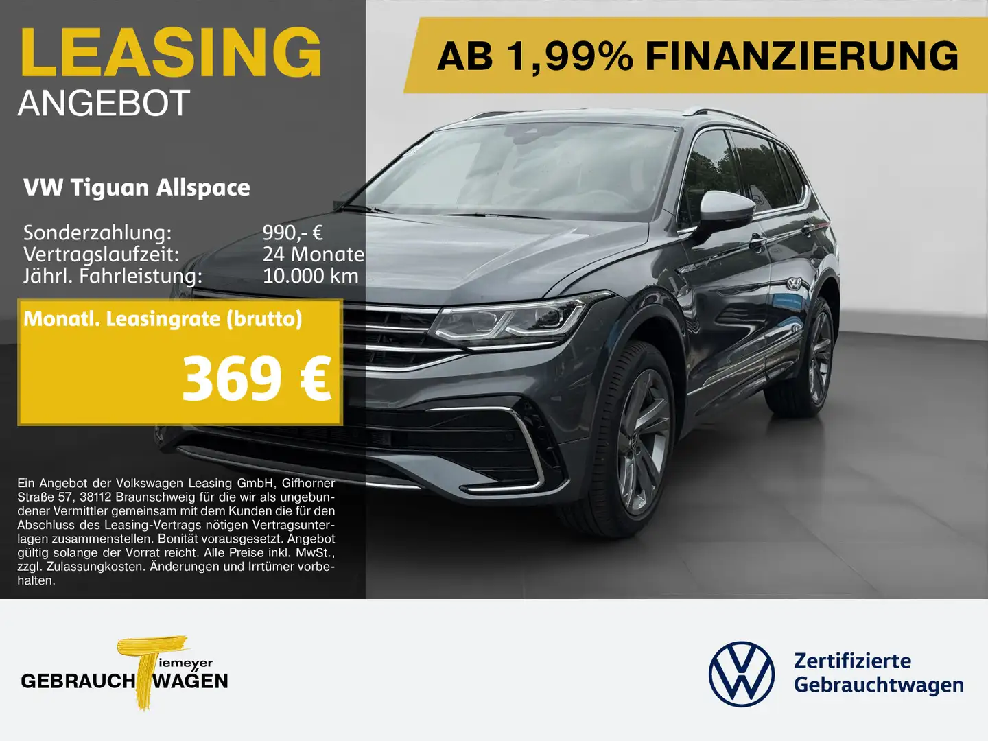 Volkswagen Tiguan Allspace 2.0 TDI DSG R-LINE 7S LEDER AHK Grau - 1
