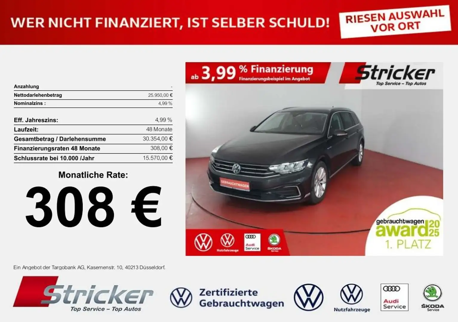 Volkswagen Passat Variant GTE 1.4TSI DSG 308,-ohne Anzahlung DCC Travel Kam Grau - 1