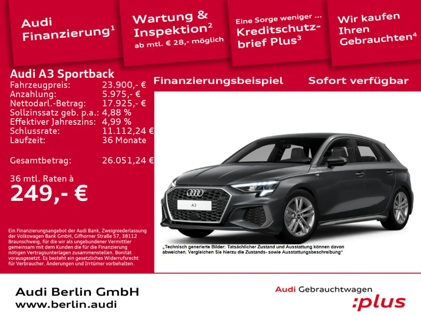 Audi A3 S line 30 TFSI S tr. LED NAVI VIRTU Grau - 1