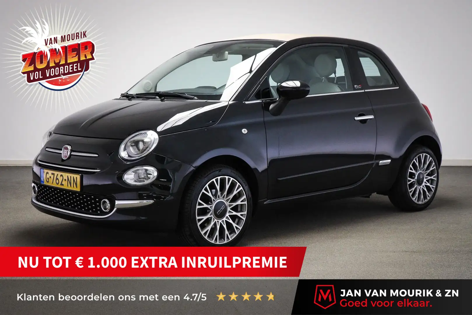 Fiat 500C 0.9 TwinAir Turbo Lounge | CABRIO | NAVIGATIE | CR Zwart - 1