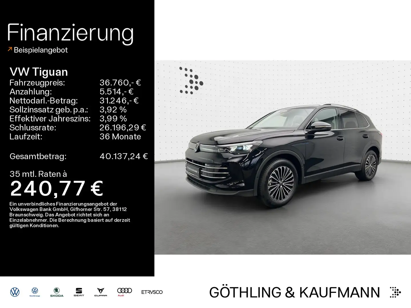 Volkswagen Tiguan 1.5 eTSI DSG ELEGANCE*IQ.LIGHT*AHK*KAMERA Schwarz - 1