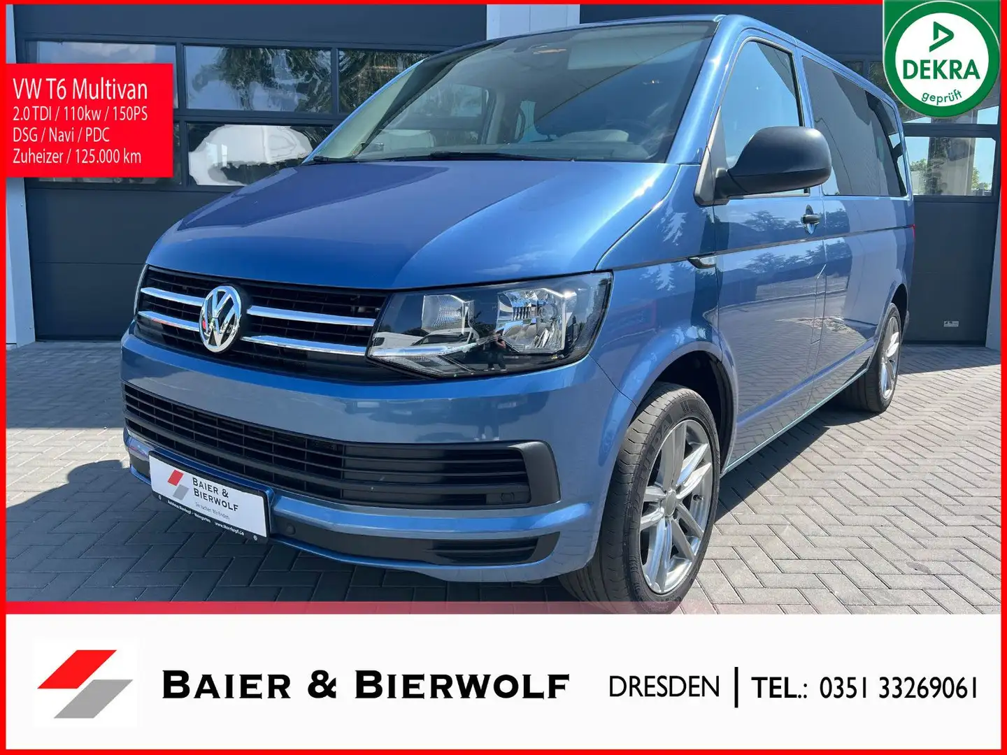 Volkswagen T6 Multivan 110kw 150PS Navi PDC Camper Bleu - 1