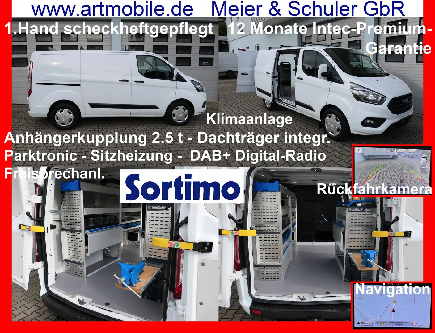 Ford Transit Custom 320 Trend SORTIMO AHK Kamera Navi Klima Garantie* Weiß - 1
