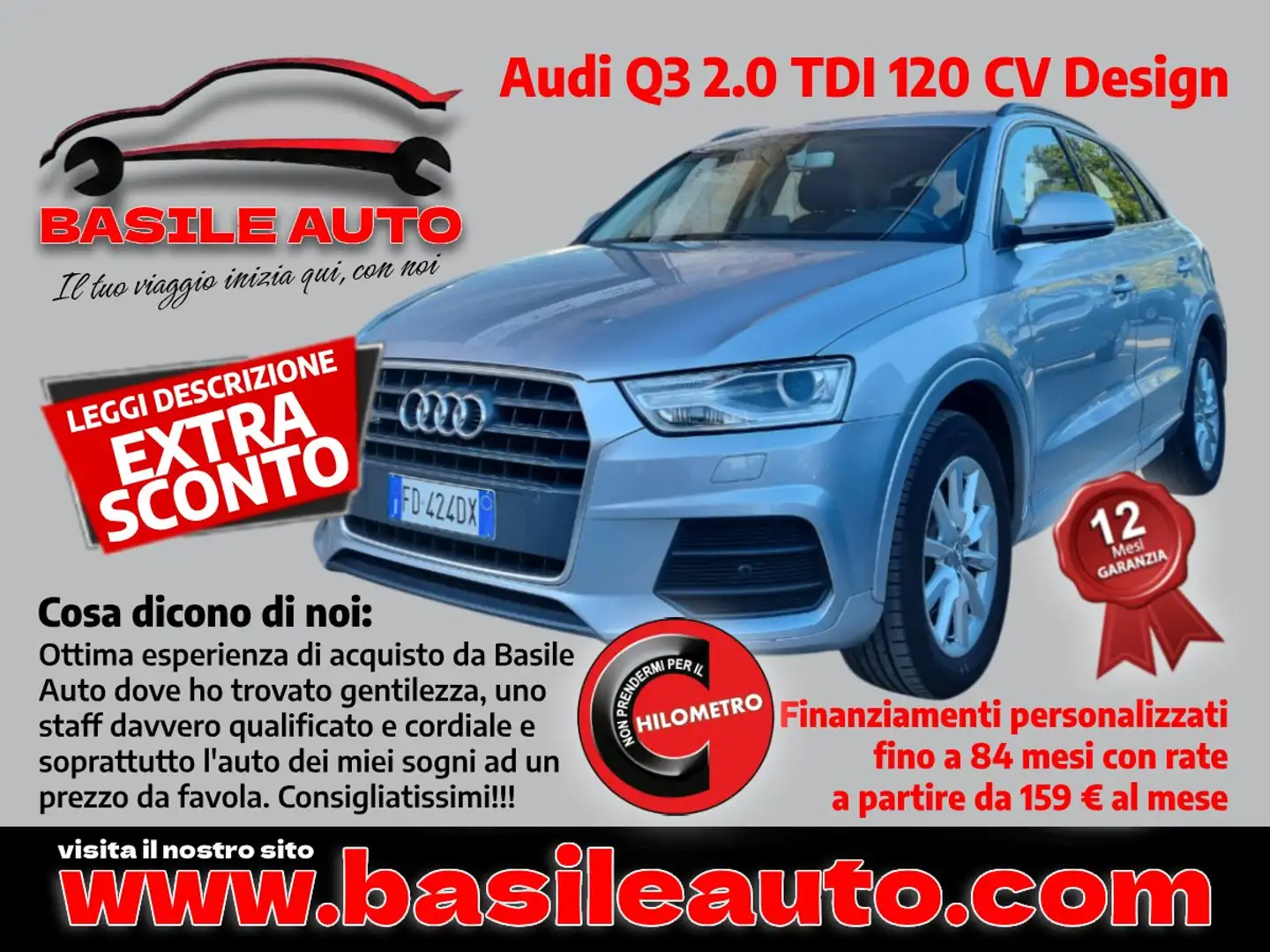 Audi Q3 Q3 I 2015 2.0 tdi Design 120cv Gris - 1