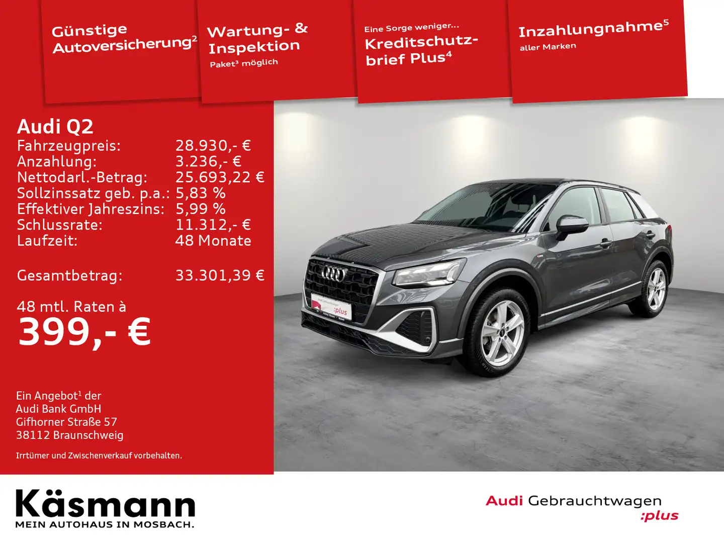Audi Q2 S line 35TFSI MATRIX AHK NAV KAM SHZ Grau - 1