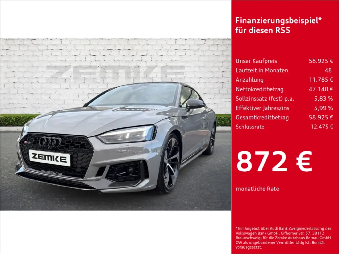 Audi RS5 Coupe 2.9 TFSI quattro Carbondach  Navi Leder Digi Gris - 1