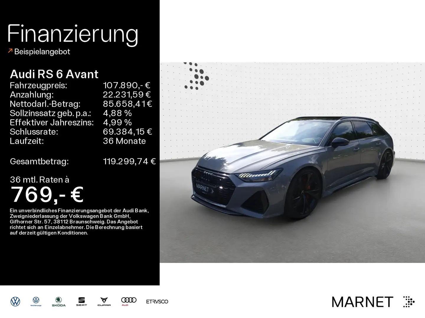 Audi RS6 4.0 TFSI quattro*Navi*Matrix*B&O*HUD* Gris - 1