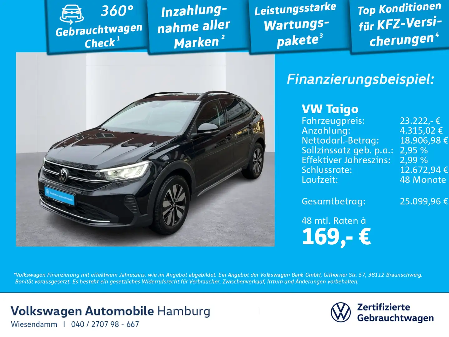 Volkswagen Taigo 1.0 TSI Goal LED Sitzhzg AppConnect ACC Schwarz - 1