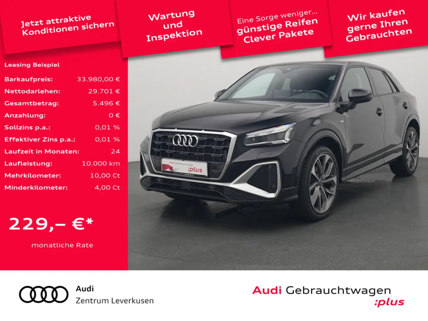 Audi Q2 30 TFSI S line MATRIX VIRT AHK NAVI SHZ Schwarz - 1