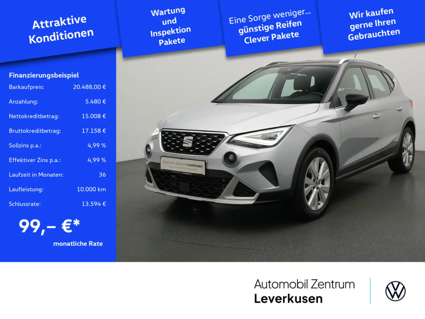 SEAT Arona Xperience DSG AHK VIRT CARPLAY PORT NAV Silber - 1