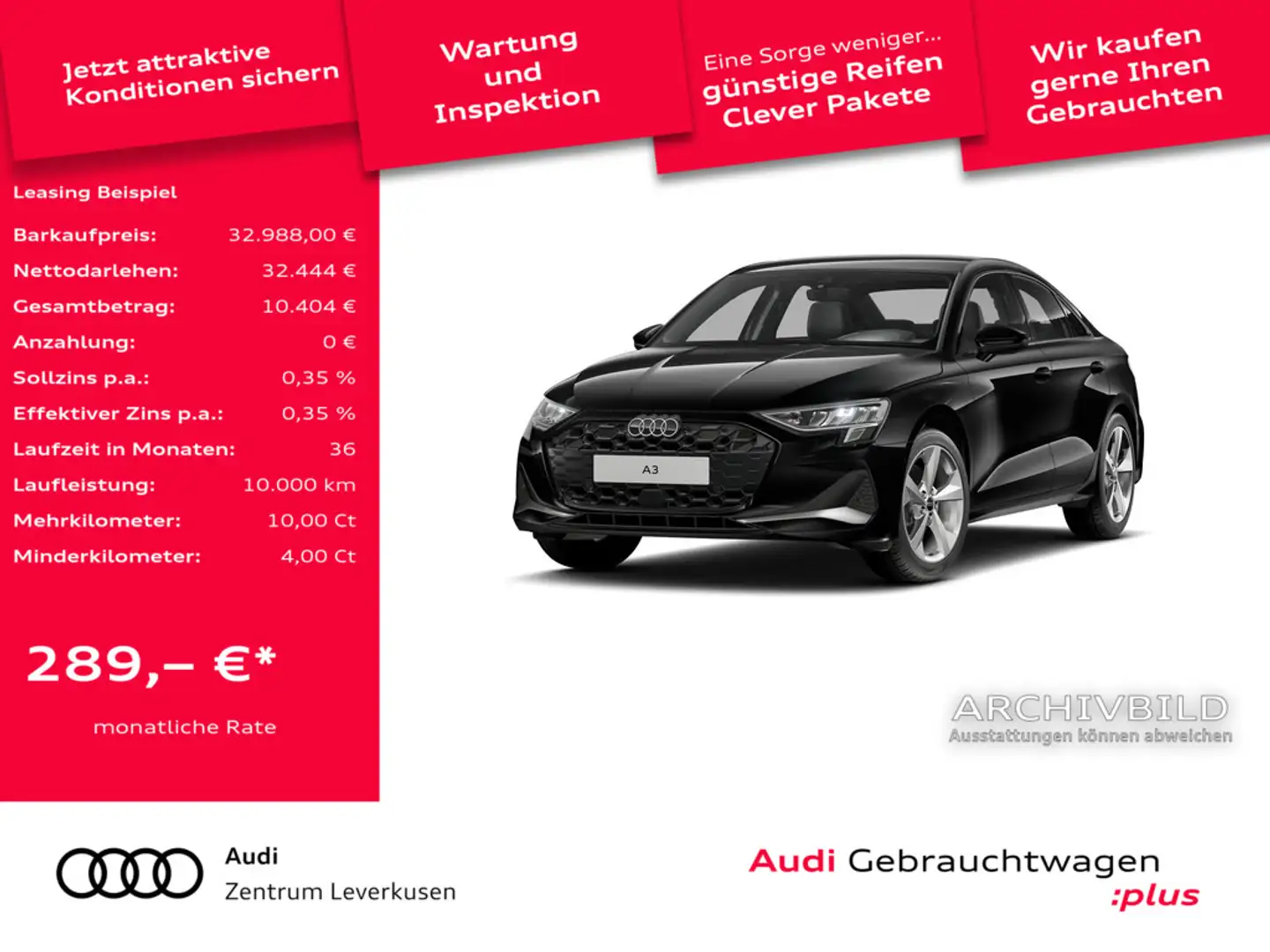 Audi A3 Limousine advanced S-TRON KAM SHZ LED CARPLAY Schwarz - 1