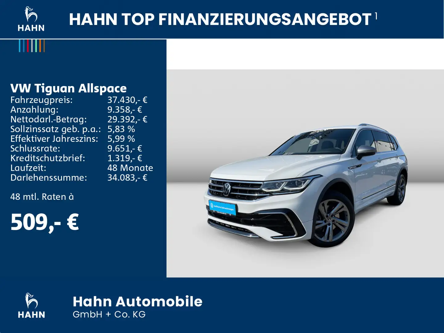 Volkswagen Tiguan Allspace 2.0TSI 4MO R-Line AHK Cam Standh Weiß - 2