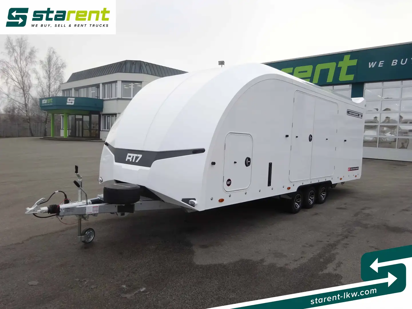 Brian James Race Transporter 7, Seilwinde, elektrische Klappe Weiß - 1
