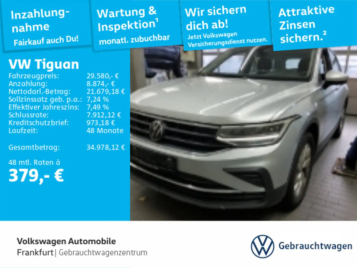 Volkswagen Tiguan 2.0 TDI DSG 4Motion Life Navi LED DAB+ Fr Silber - 1