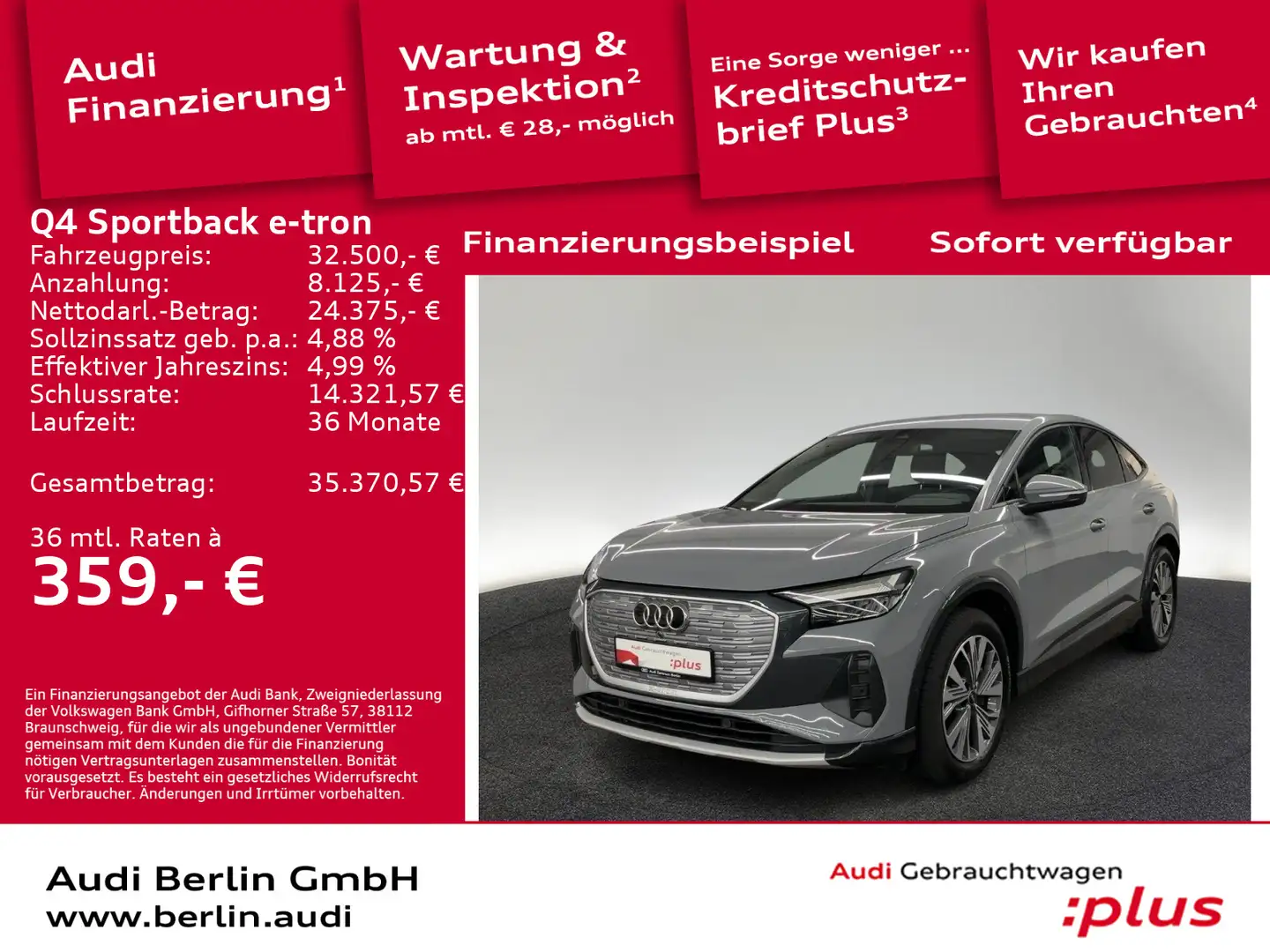 Audi Q4 e-tron Q4 Sportback 40 e-tron AHK LED NAVI RFK Grau - 1