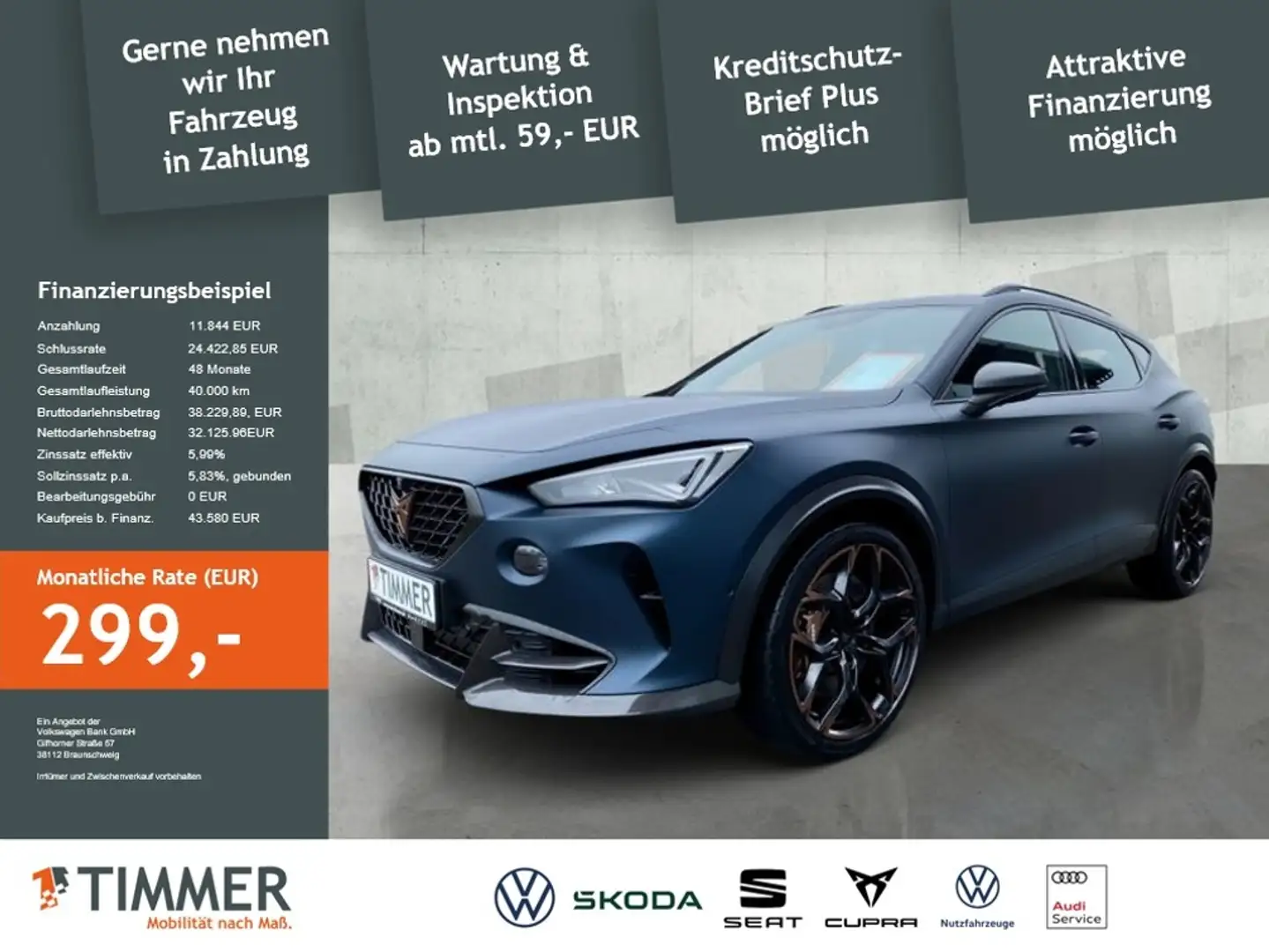 CUPRA Formentor VZ5 VZ5 2.5TSI 390PS DSG 4x4*SCHALE*MATT*CARBON*BEATS Azul - 2