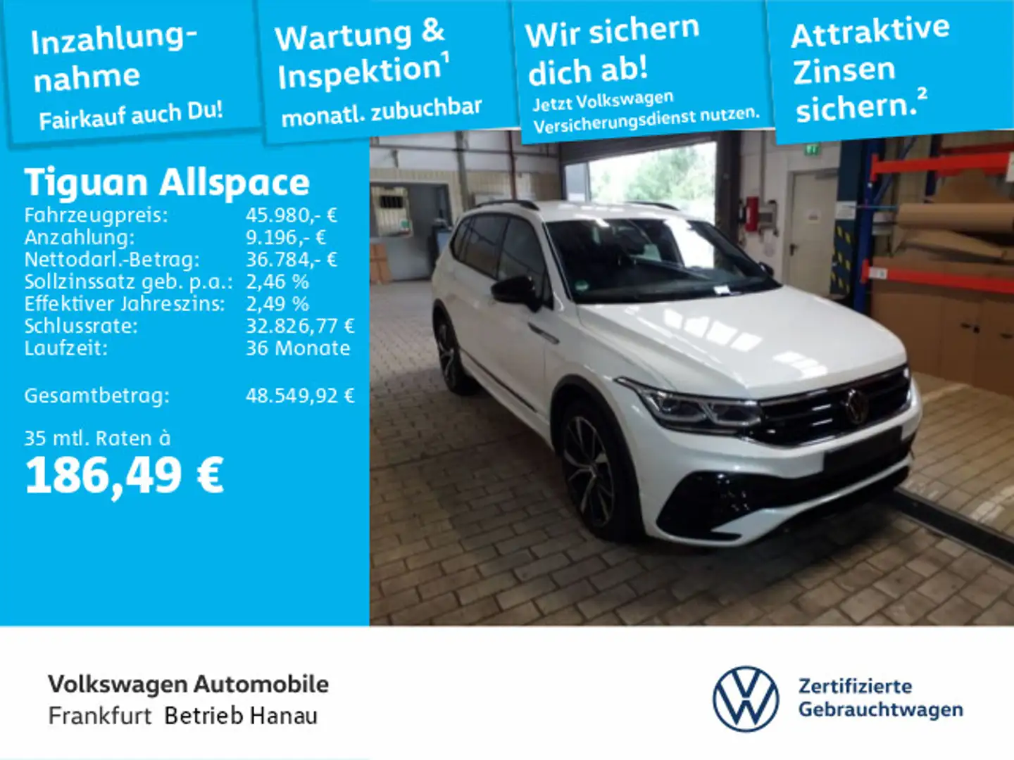 Volkswagen Tiguan Allspace 2.0 TDI DSG 4Motion R-Line Navi Weiß - 1