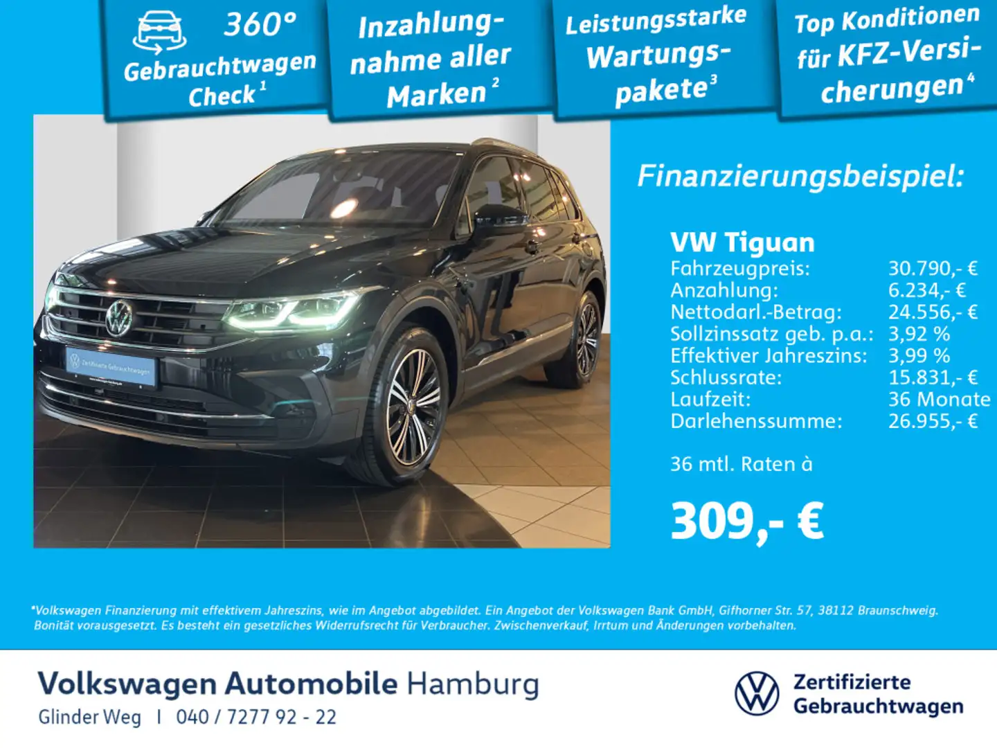 Volkswagen Tiguan 1.5 TSI United DSG AppConnect Einparkhilf Schwarz - 1