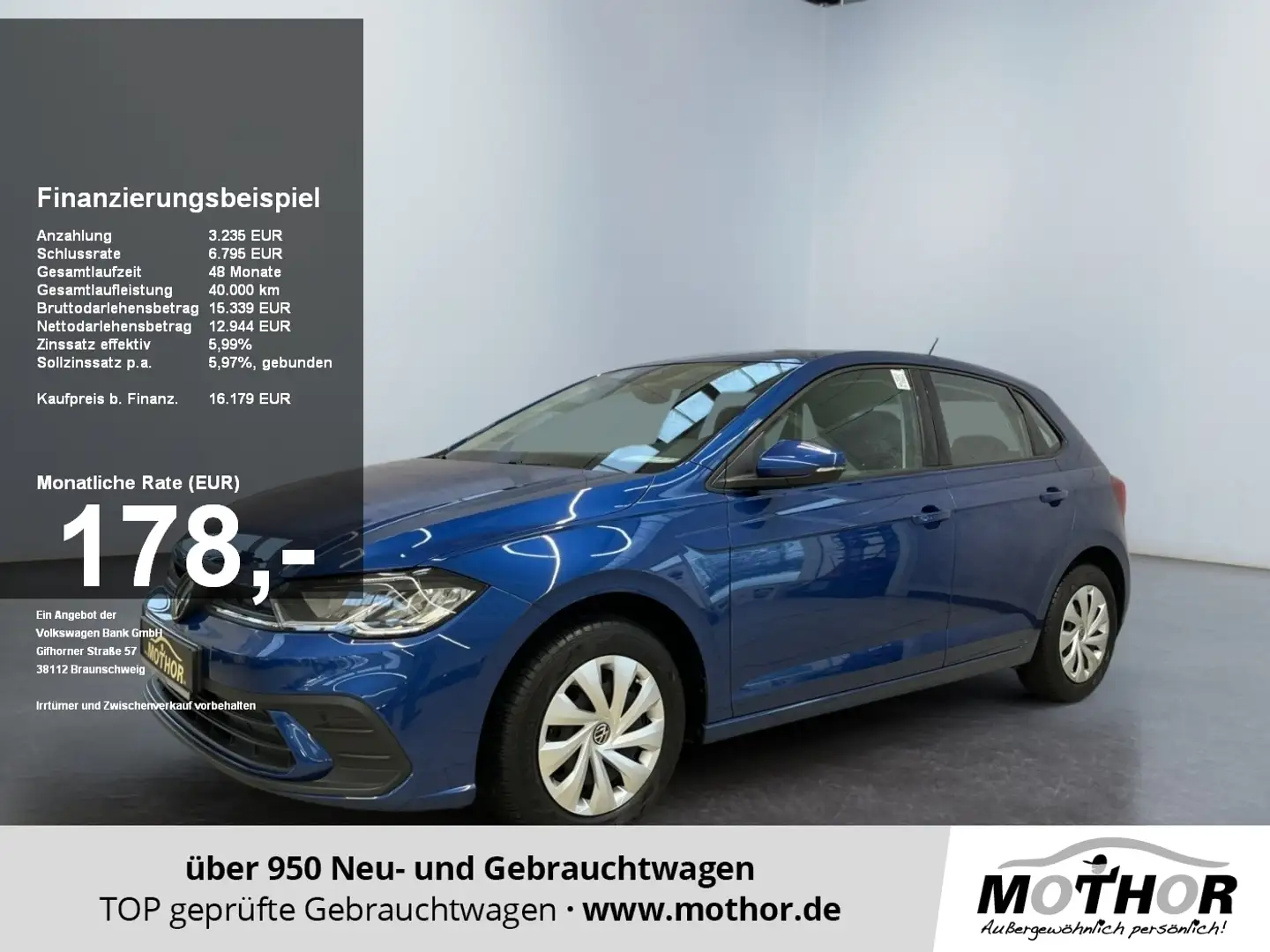 Volkswagen Polo VI Life 1.0 TSI Navigation via App-Connect Blau - 1