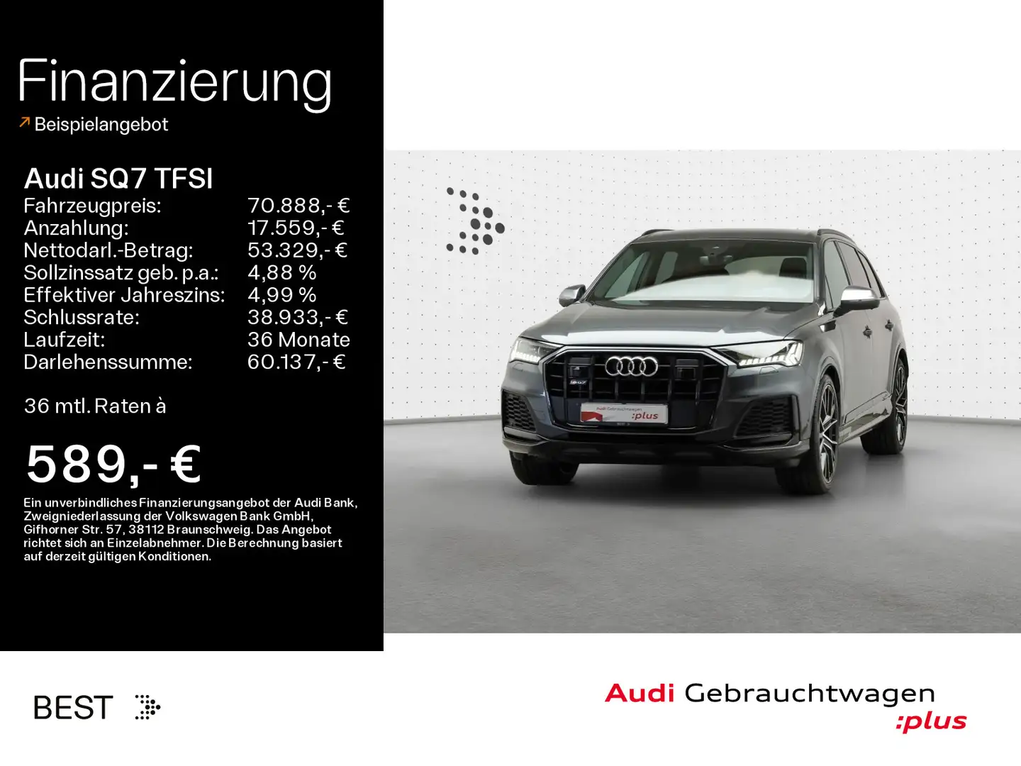 Audi SQ7 Assist plus*HUD*Matrix*Standheizung*B&O Grau - 1