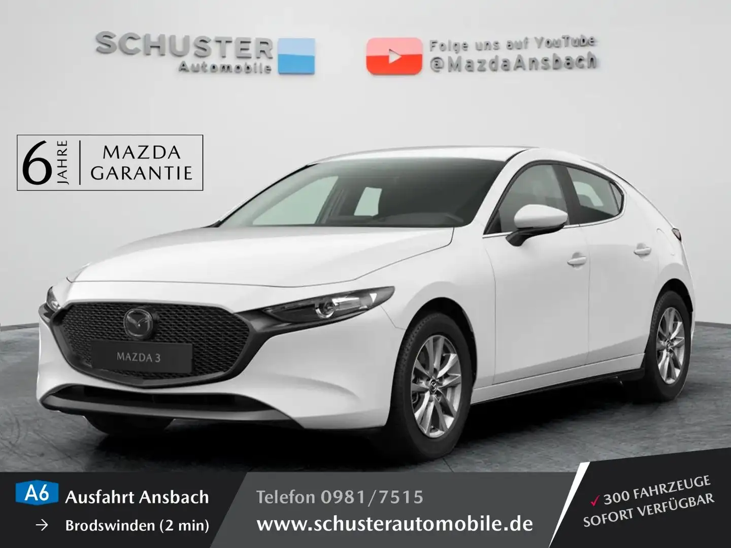 Mazda 3 2025 Prime 140PS LED NAVI HEADUP MRCC APC&AA Weiß - 1