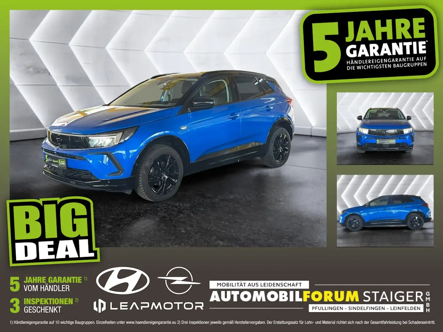 Opel Grandland 1.2 Turbo GS Line Matrix 2xKlima Kam. Blauw - 1